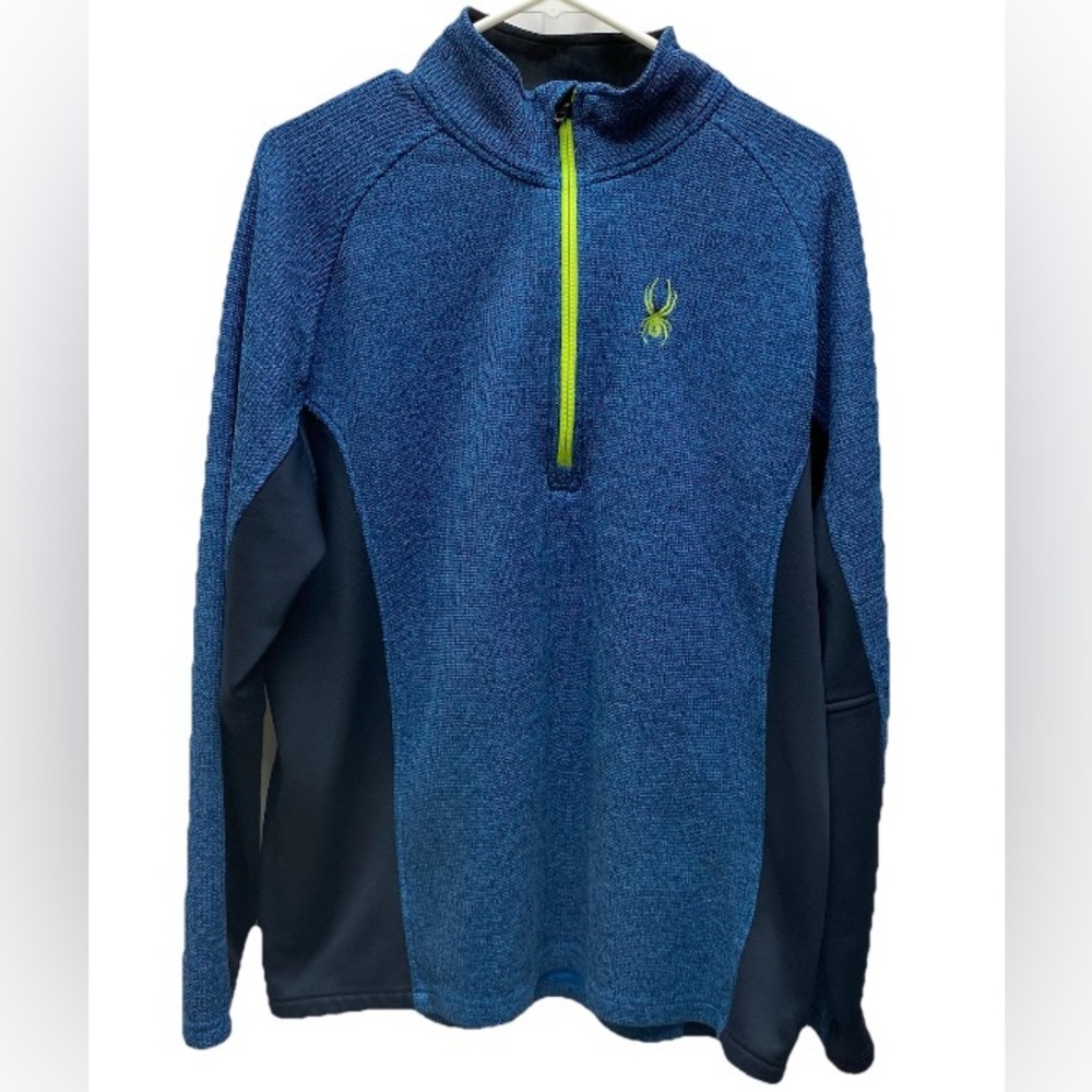 Spyder Men's Blue Quarter-Zip Sweater with Lime Accents